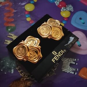 🪙 Vintage Fendi New Deadstock FF Logo Clip Earrings